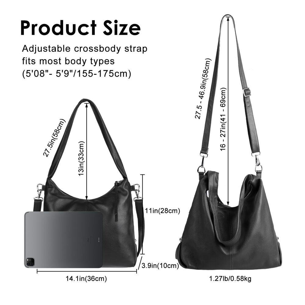 6742 Leather Hobo Bags, Tote Bag , Slouchy Shoulder Purse, Crossbody - Picture 6 of 6